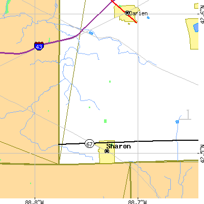 Zip code 53585 close-up map
