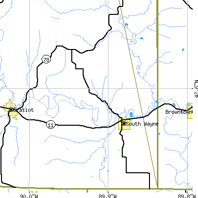 Zip code 53587 close-up map