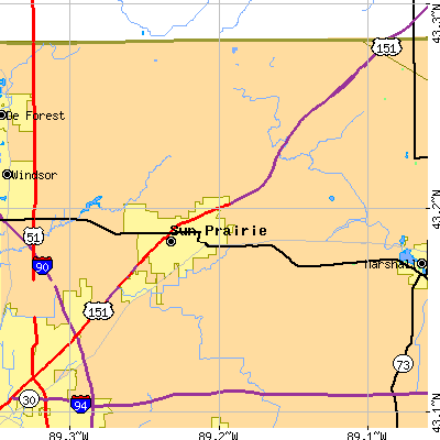 Zip code 53590 close-up map