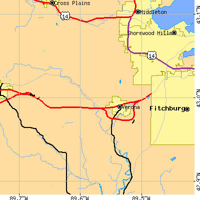 Zip code 53593 close-up map