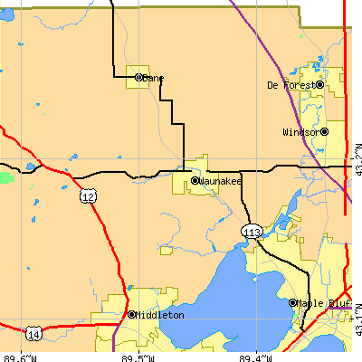 Zip code 53597 close-up map