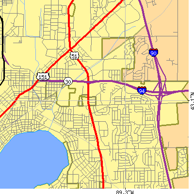Zip code 53714 close-up map