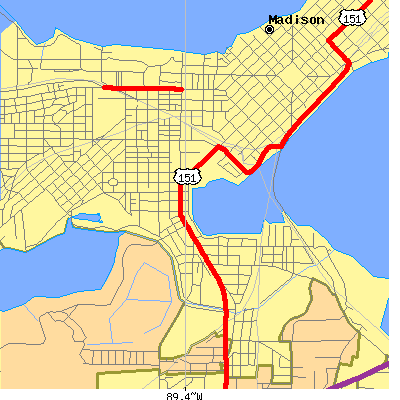 Zip code 53715 close-up map