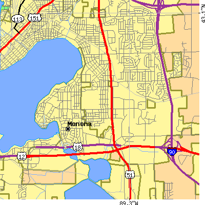 Zip code 53716 close-up map