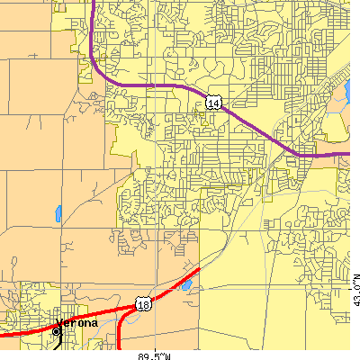 Zip code 53719 close-up map