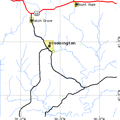Zip code 53804 close-up map
