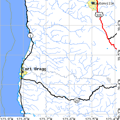 Zip code 95437 close-up map