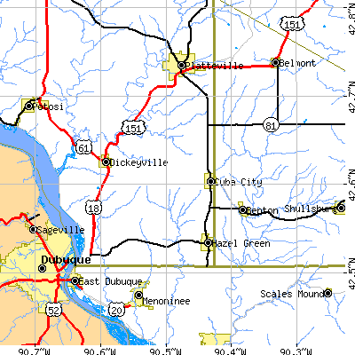 Zip code 53807 close-up map