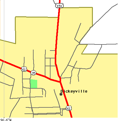 Zip code 53808 close-up map
