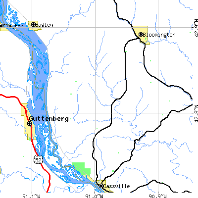 Zip code 53810 close-up map