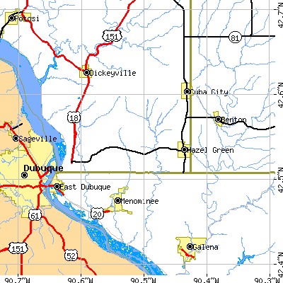 Zip code 53811 close-up map