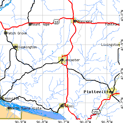 Zip code 53813 close-up map