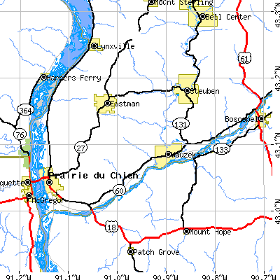 Zip code 53826 close-up map
