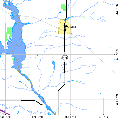 Zip code 53910 close-up map