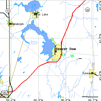Zip code 53916 close-up map