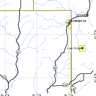 Zip code 53924 close-up map