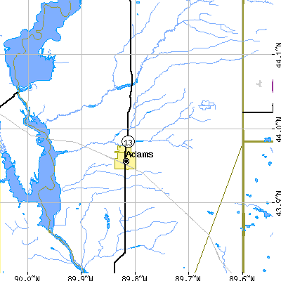 Zip code 53934 close-up map