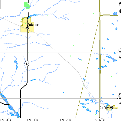 Zip code 53936 close-up map