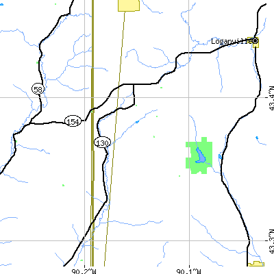 Zip code 53937 close-up map