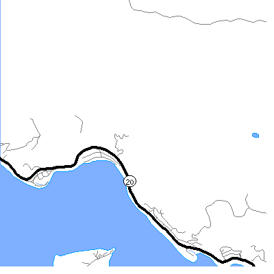Zip code 95443 close-up map