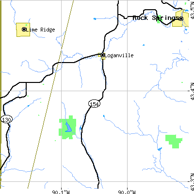 Zip code 53943 close-up map