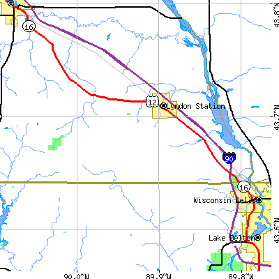 Zip code 53944 close-up map