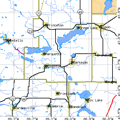 Zip code 53946 close-up map