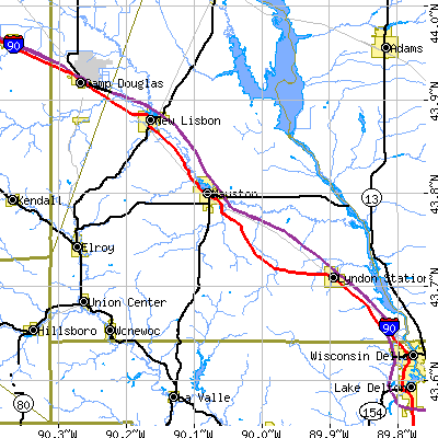 Zip code 53948 close-up map