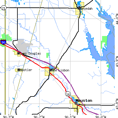 Zip code 53950 close-up map