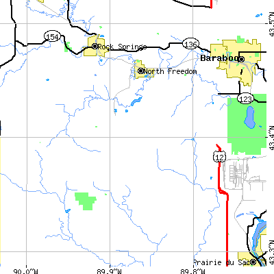 Zip code 53951 close-up map