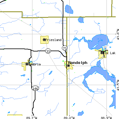Zip code 53956 close-up map