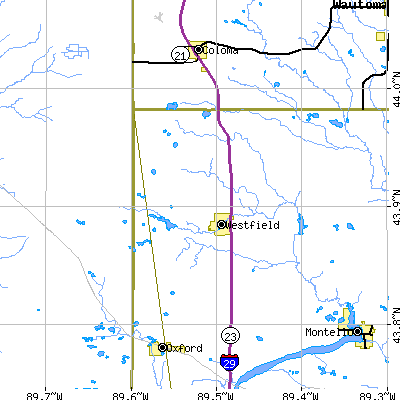 Zip code 53964 close-up map