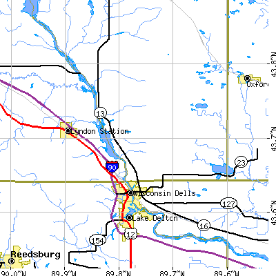 Zip code 53965 close-up map