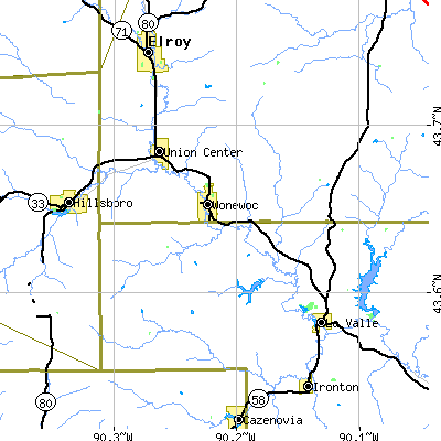 Zip code 53968 close-up map