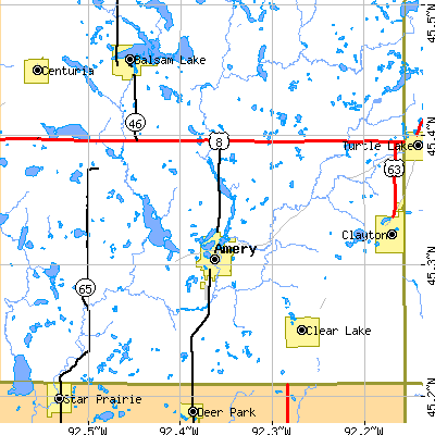 Zip code 54001 close-up map