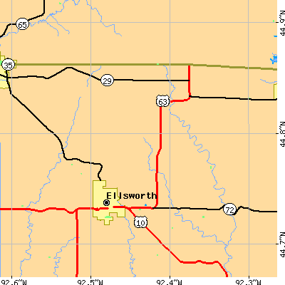 Zip code 54003 close-up map