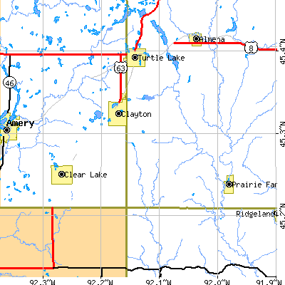 Zip code 54004 close-up map