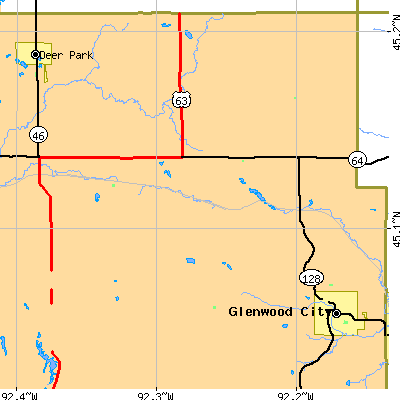Zip code 54012 close-up map