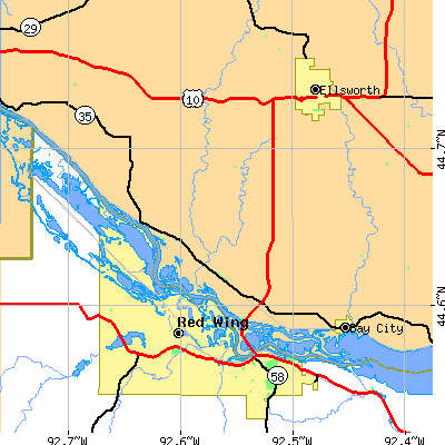 Zip code 54014 close-up map
