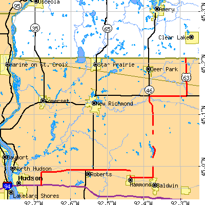 Zip code 54017 close-up map
