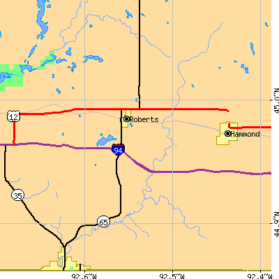 Zip code 54023 close-up map