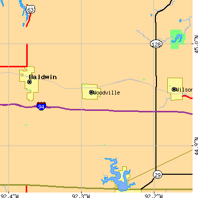 Zip code 54028 close-up map