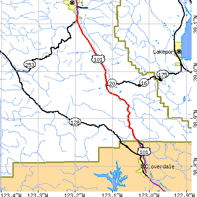 Zip code 95449 close-up map