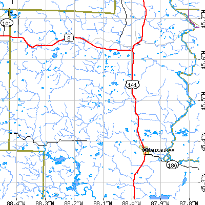 Zip code 54102 close-up map
