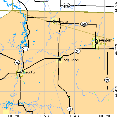 Zip code 54106 close-up map