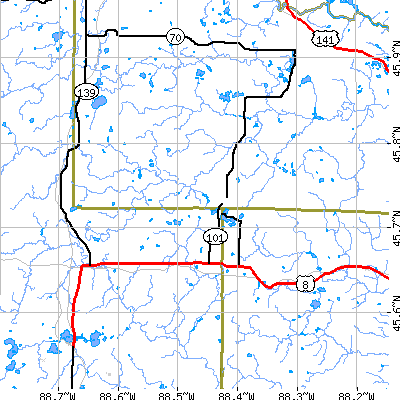 Zip code 54120 close-up map