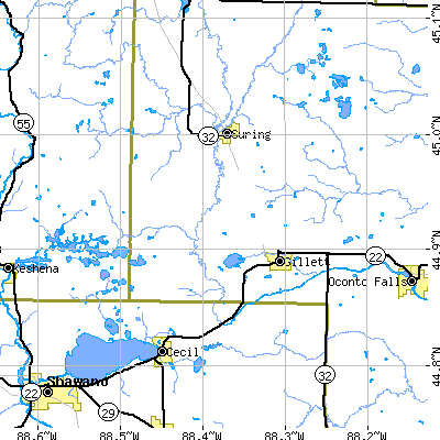 Zip code 54124 close-up map