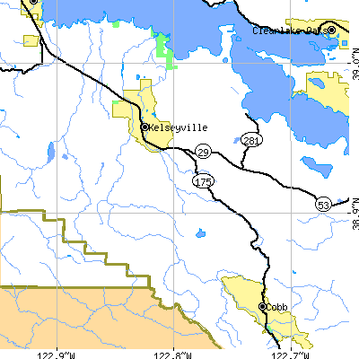 Zip code 95451 close-up map