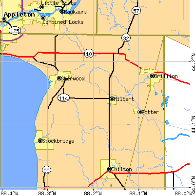 Zip code 54129 close-up map