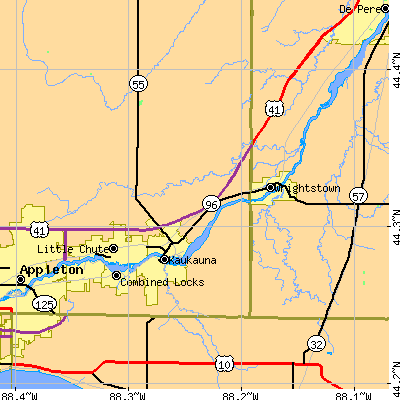 Zip code 54130 close-up map